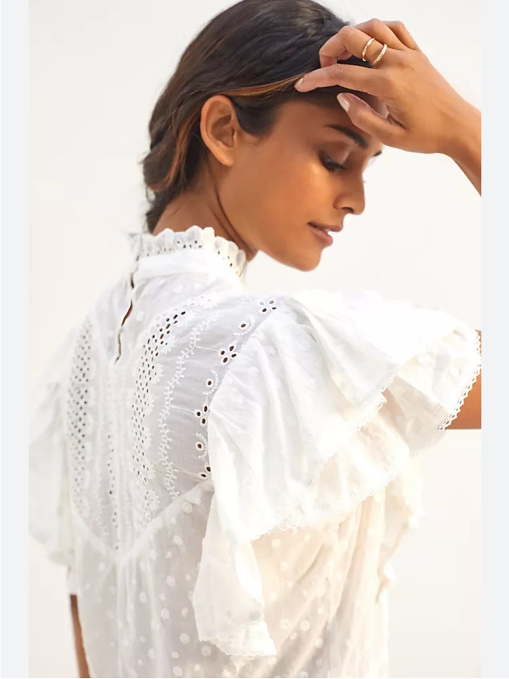 Lucky & Coco White Ruffled Eyelet Blouse 100% Cotton
